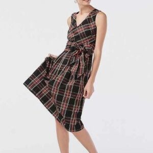 J. Crew Plaid Midi Dress - Red and Navy
